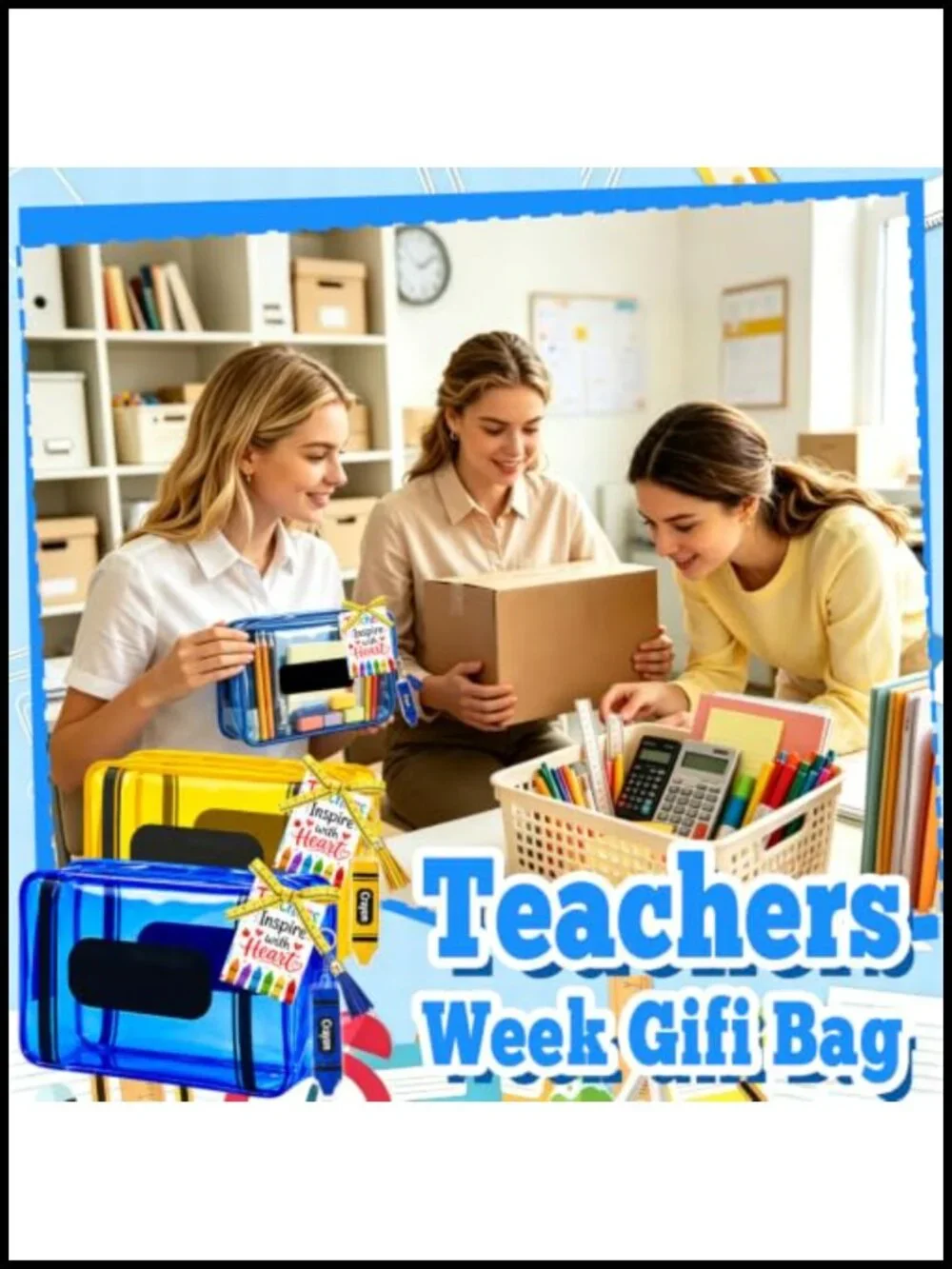 6-Pack Clear Waterproof PVC Cosmetic Bags with Keychains, Teacher Appreciation